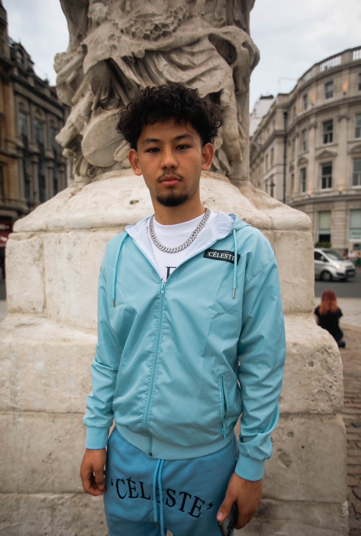 Light blue windbreaker best sale